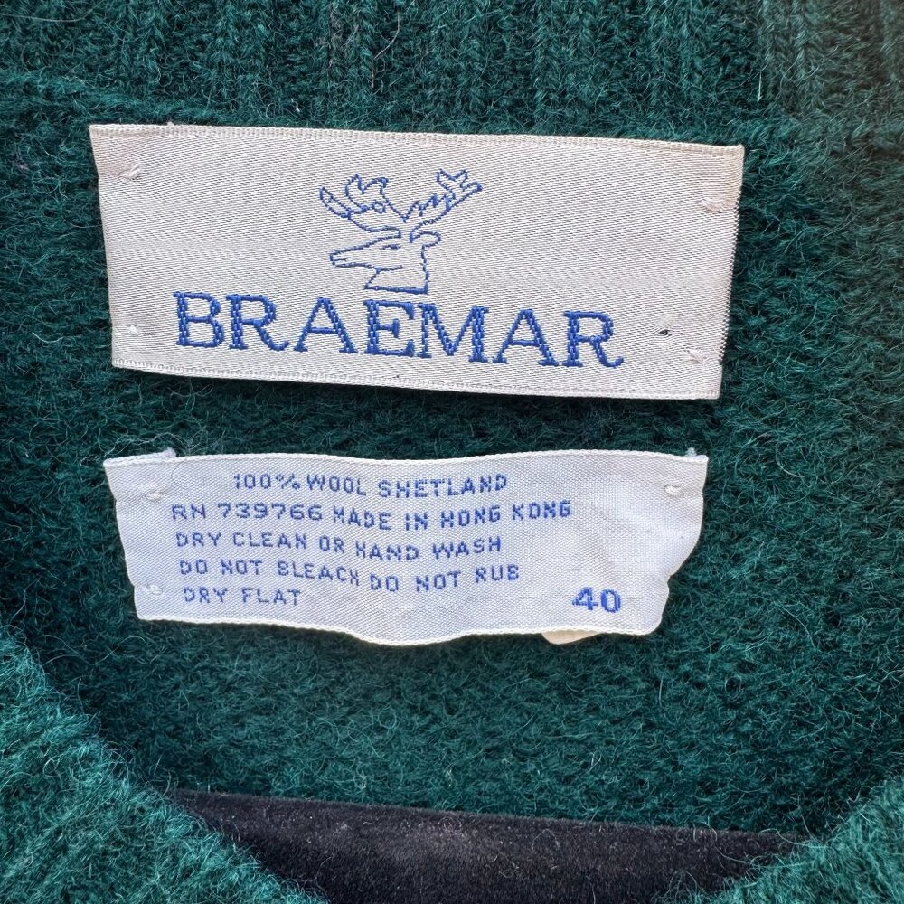 Braemar Vintage Womens Green‎ Wool Knit Shetland Cardigan Sweater Button Defects - Picture 12 of 14